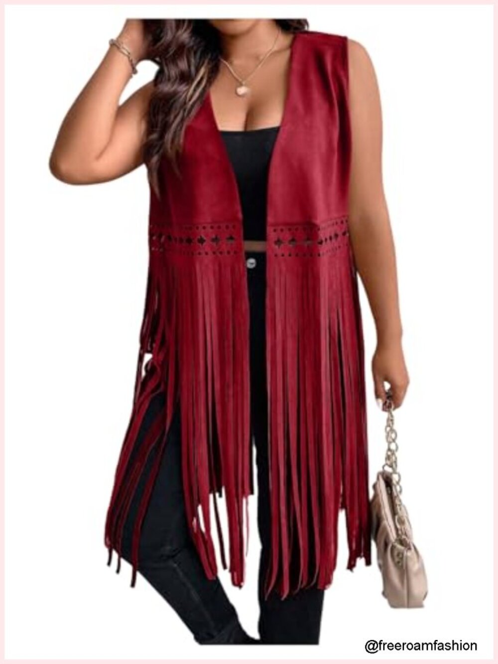 Plus Size Western Fringe Vest Tassel Hippie Sleeveless Jacket Cowgirl Outfit